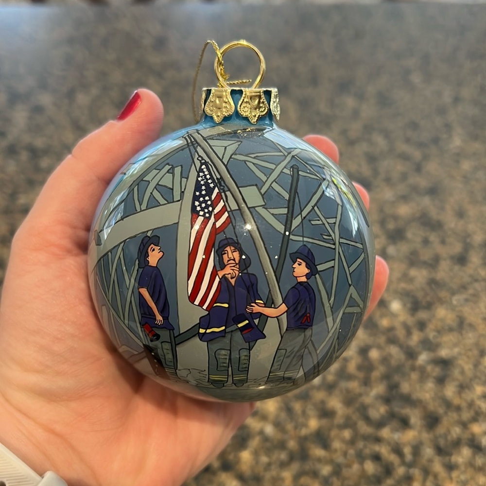 Alessandra Glass Hand Blown Inside Painted Ornament 9/11
